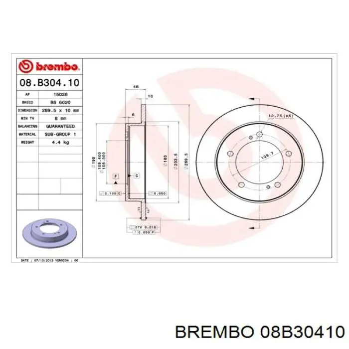 Гальмівні диски передні 08B30410 Brembo