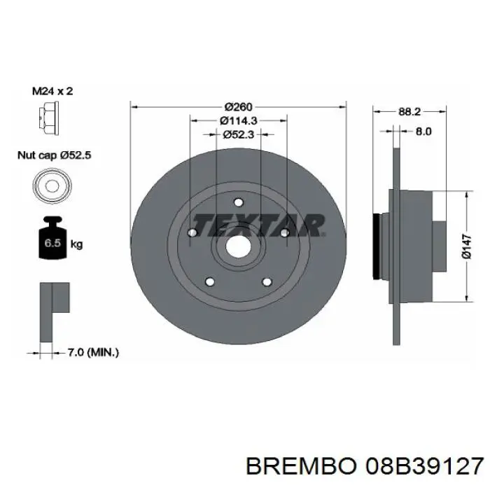 Купити 08B39127 Brembo Диск заднього гальма