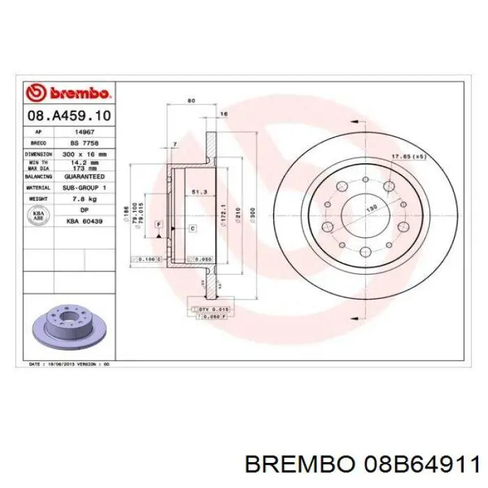 Гальмівні диски 08B64911 Brembo
