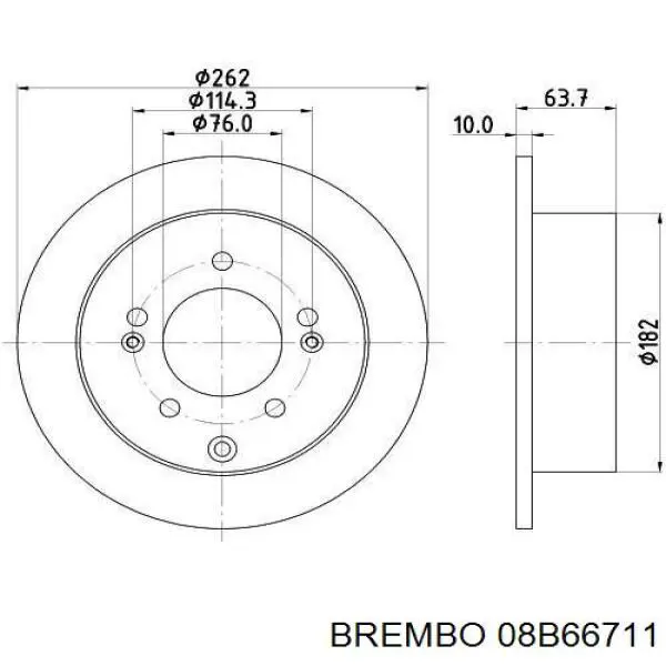 Купити 08B66711 Brembo Диск заднього гальма