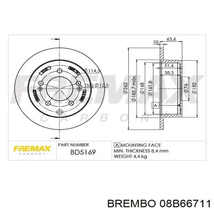 Гальмівні диски 08B66711 Brembo