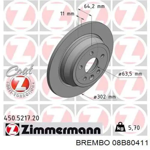 Задні дискові гальма Brembo 08B80411 ціна, від 45.97 USD