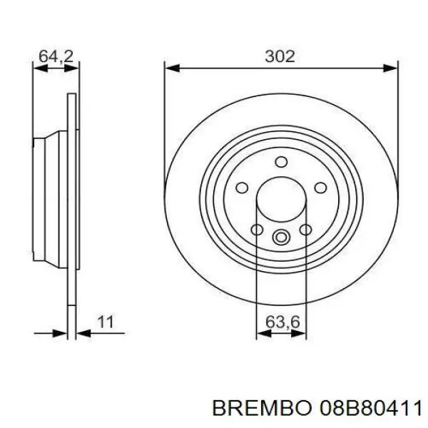 Диск гальмівний задній 08B80411 Brembo