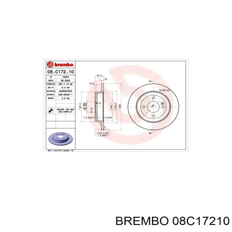 Задні дискові гальма Brembo 08C17210 ціна, від 28.53 USD