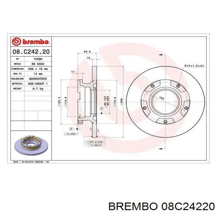 08C24220 Brembo Дискові гальма