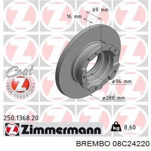 Задні дискові гальма Brembo 08C24220 ціна, від 63.04 USD