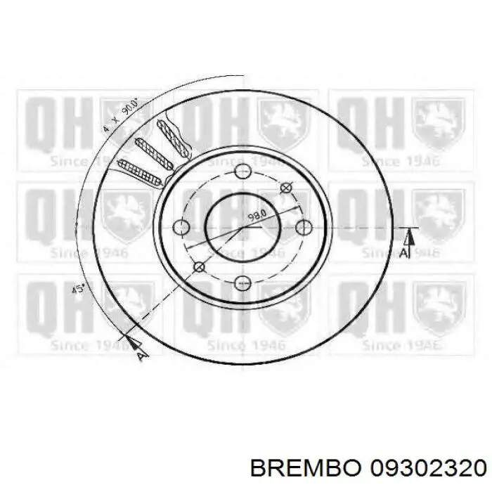 09302320 Brembo диск гальмівний передній