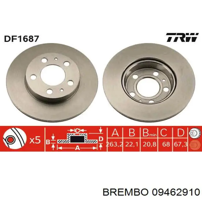 09462910 Brembo диск гальмівний передній