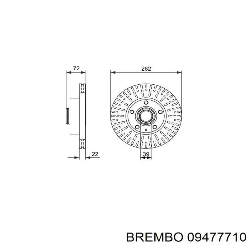 09477710 Brembo диск гальмівний передній