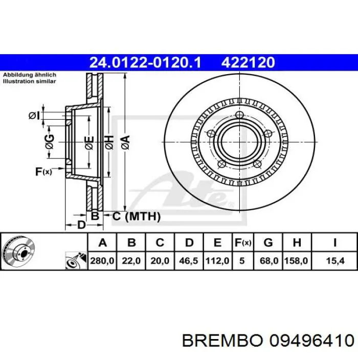 Диск гальмівний передній VAG 437615301A