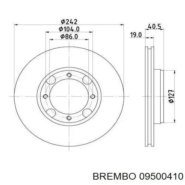 Диск переднього гальма Brembo 09500410 ціна, від 28.09 USD