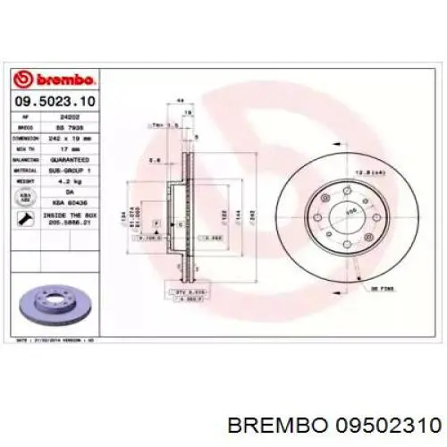 Купити 09502310 Brembo Ротор гальмівний