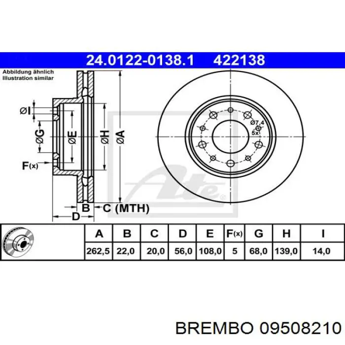 09508210 Brembo диск гальмівний передній