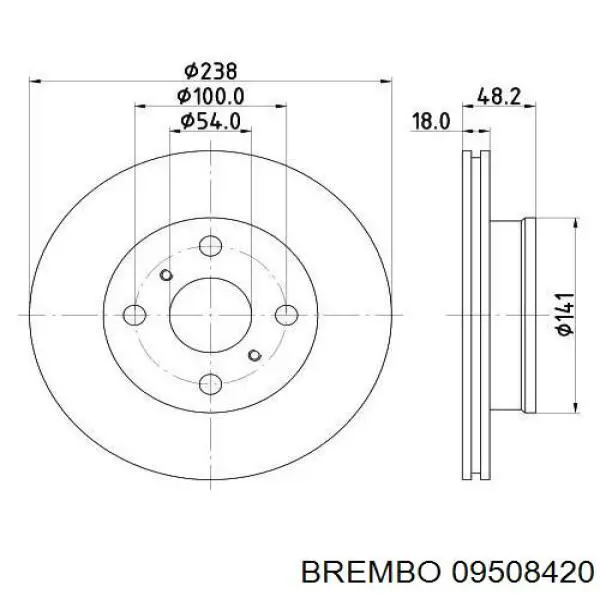 Диск переднього гальма Brembo 09508420 ціна, від 25.56 USD