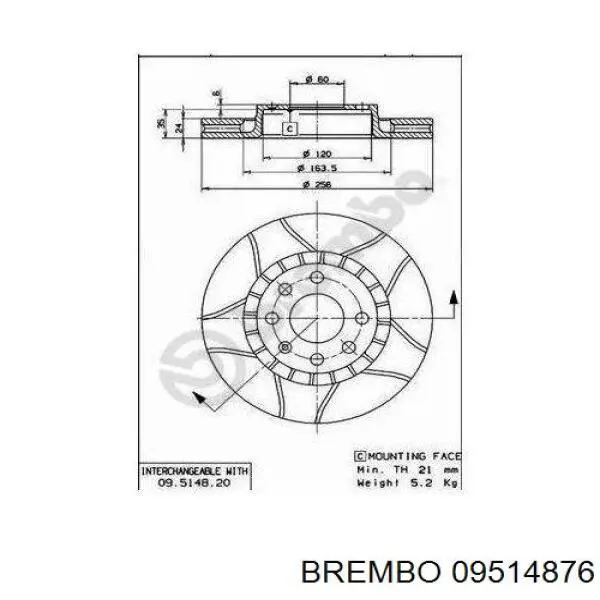 Купити 09514876 Brembo Ротор гальмівний