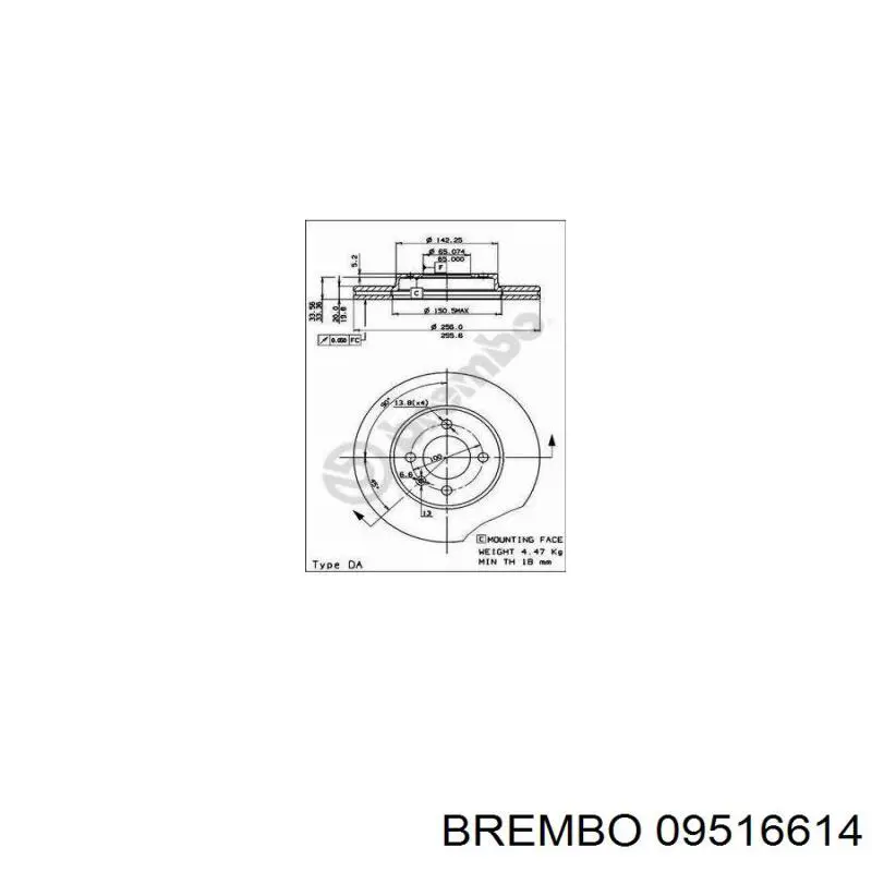 Гальмівні диски передні 09516614 Brembo