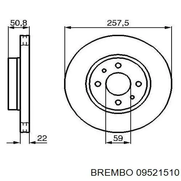 09521510 Brembo диск гальмівний передній