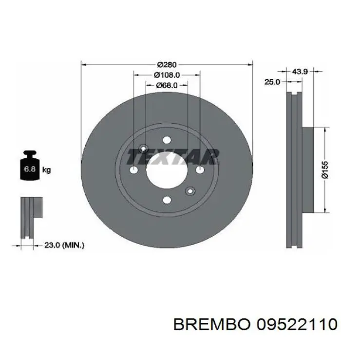 09522110 Brembo диск гальмівний передній