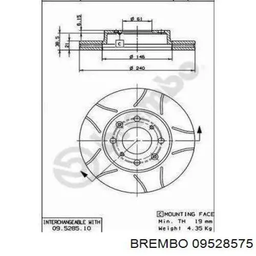 Купити 09528575 Brembo Ротор гальмівний