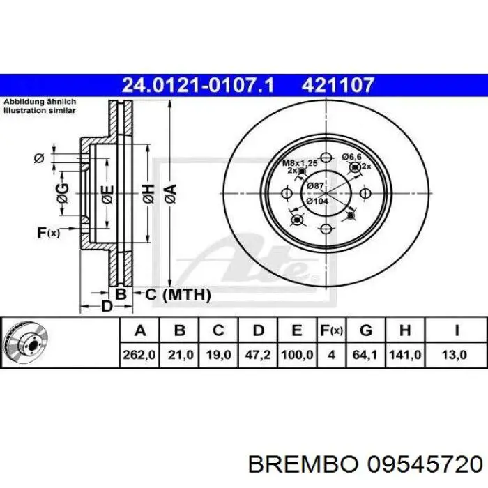 Диск переднього гальма Brembo 09545720 ціна, від 31.07 USD