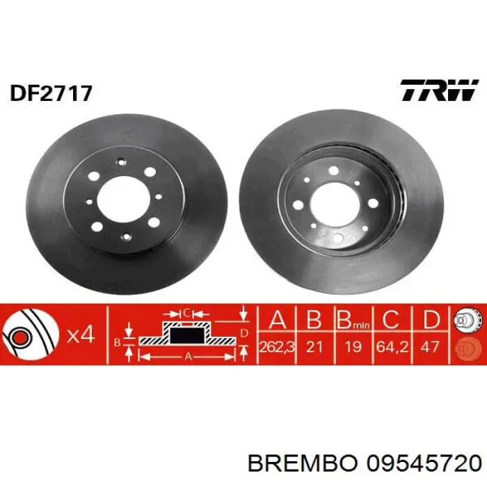 Гальмівні диски передні 09545720 Brembo