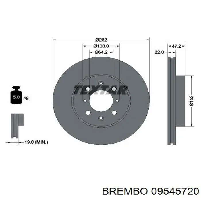 Диск гальмівний передній Brembo 09545720