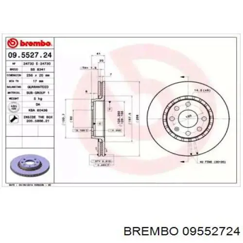 Диск гальмівний передній 09552724 Brembo