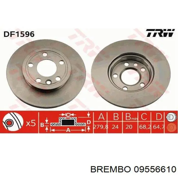 Диск гальмівний передній Brembo 09556610