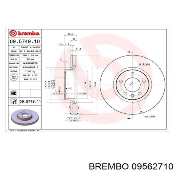 Гальмівні диски передні 09562710 Brembo