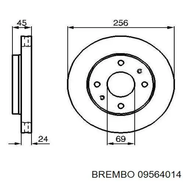 Диск гальмівний передній Brembo 09564014