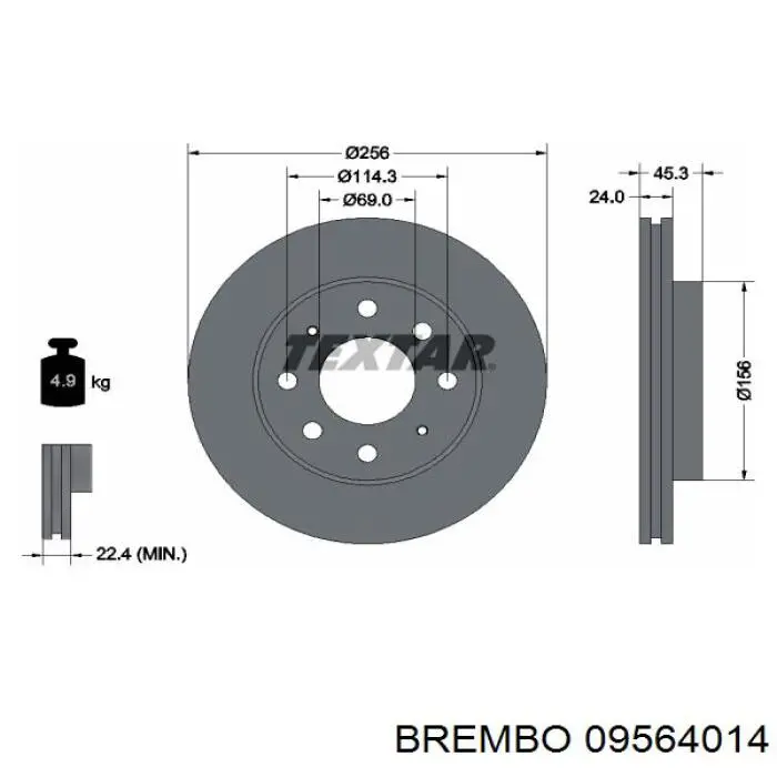09564014 Brembo Гальмо дискове переднє