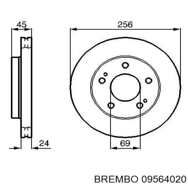 Купити 09564020 Brembo Ротор гальмівний