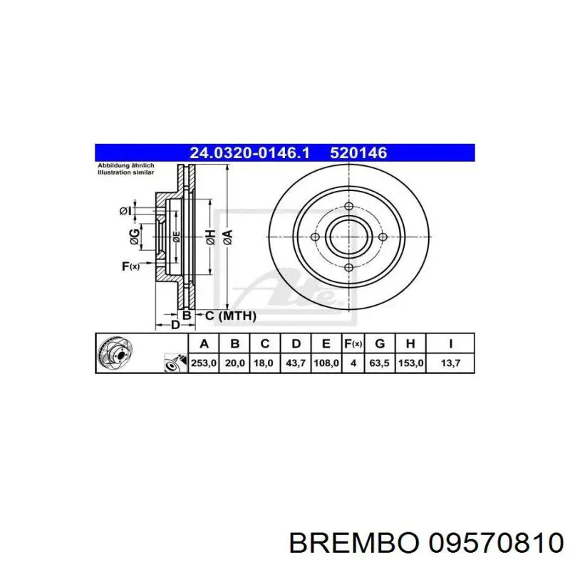 Диск гальмівний задній Brembo 09570810