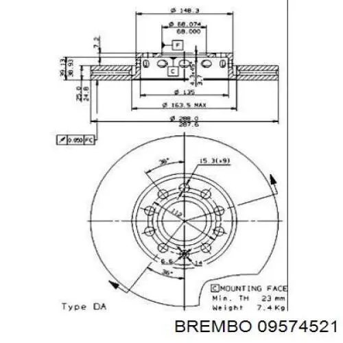 Гальмівні диски передні 09574521 Brembo