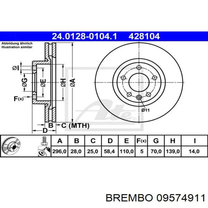 Гальмівні диски передні 09574911 Brembo