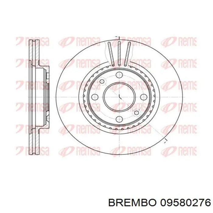 Диск гальмівний передній 09580276 Brembo