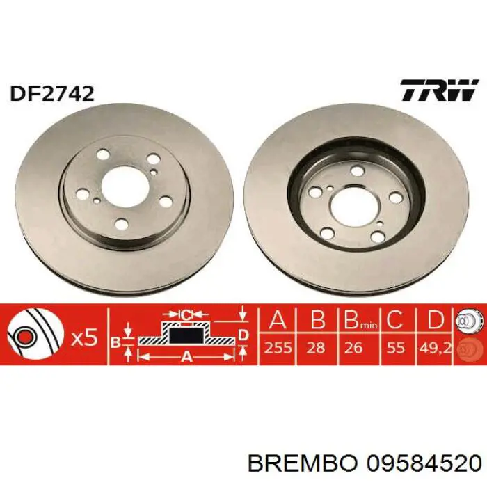 09584520 Brembo диск гальмівний передній