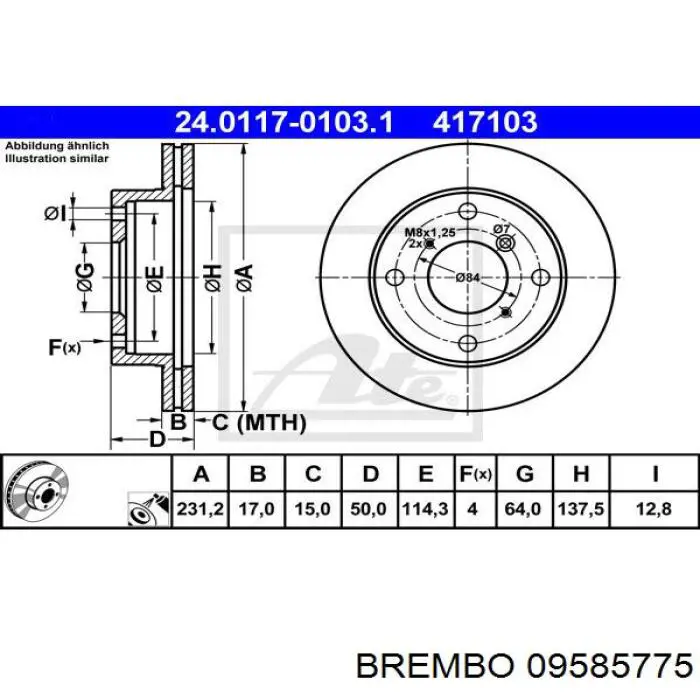 Диск переднього гальма Brembo 09585775 ціна, від 26.40 USD