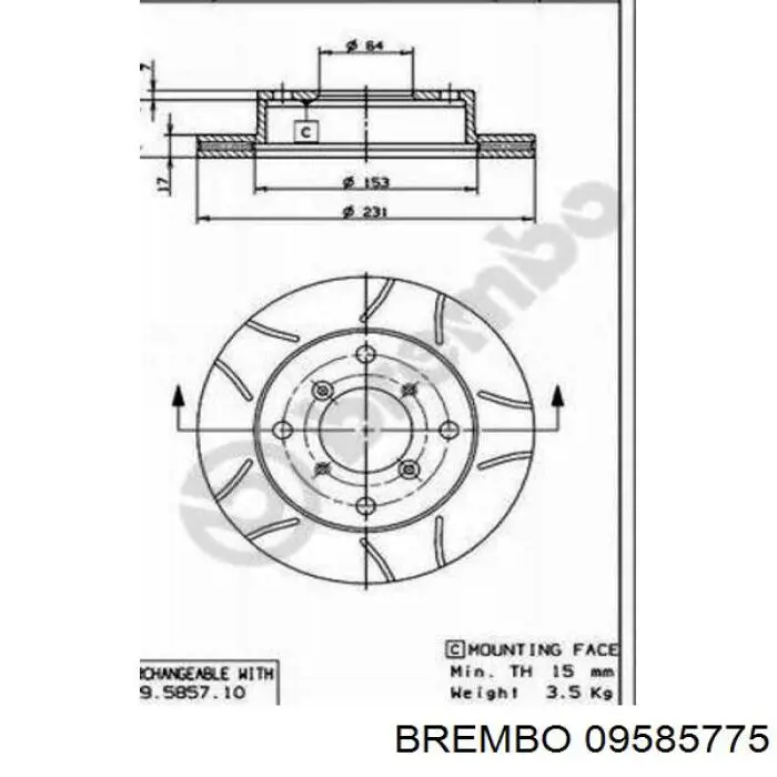Купити 09585775 Brembo Ротор гальмівний