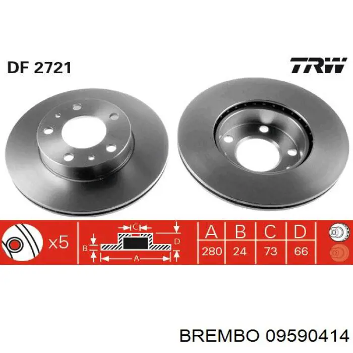 09590414 Brembo диск гальмівний передній