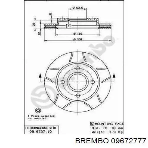 09672777 Brembo диск гальмівний передній
