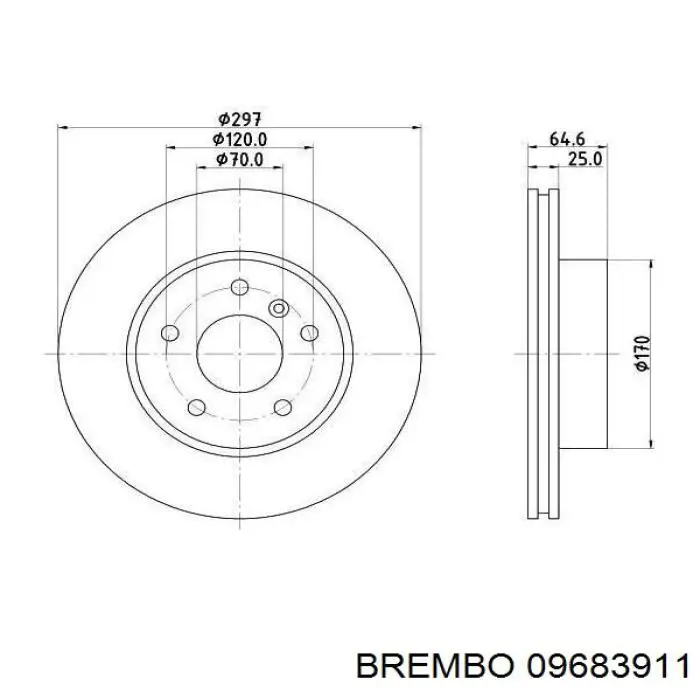 Диск гальмівний передній Brembo 09683911