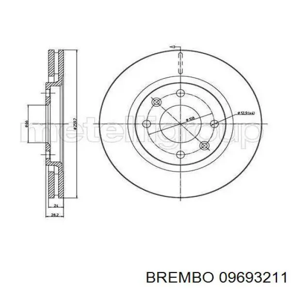 09693211 Brembo Гальмо дискове переднє