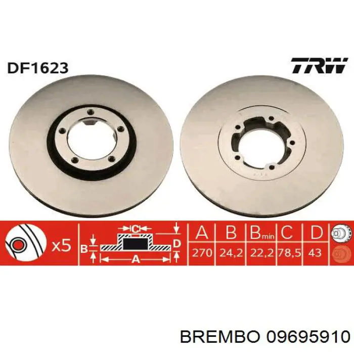 09695910 Brembo диск гальмівний передній