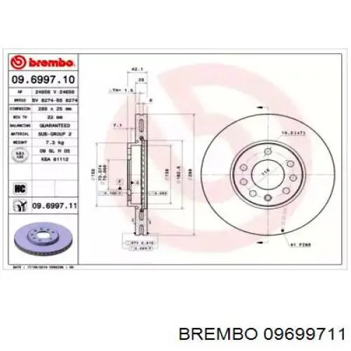 Купити 09699711 Brembo Ротор гальмівний