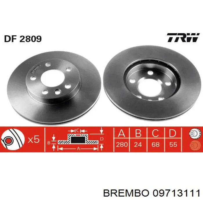 Купити 09713111 Brembo Ротор гальмівний