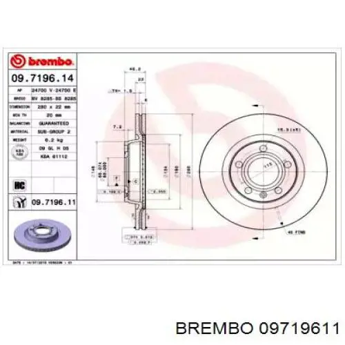 Гальмівні диски передні 09719611 Brembo