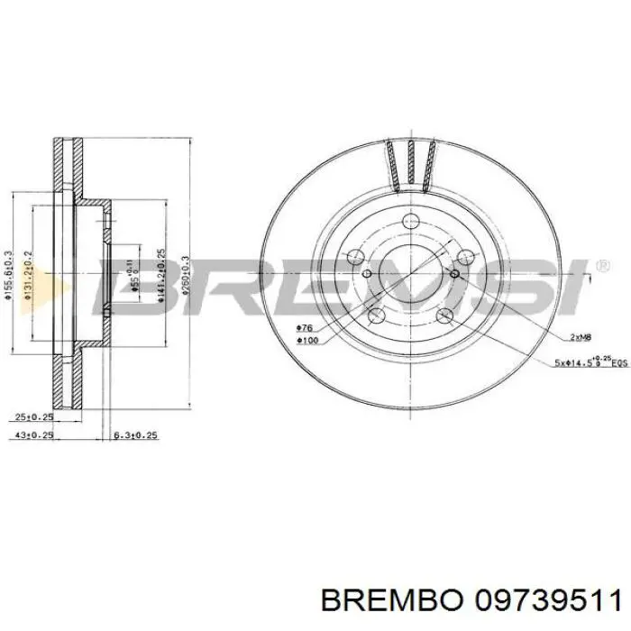 09739511 Brembo Гальмо дискове переднє