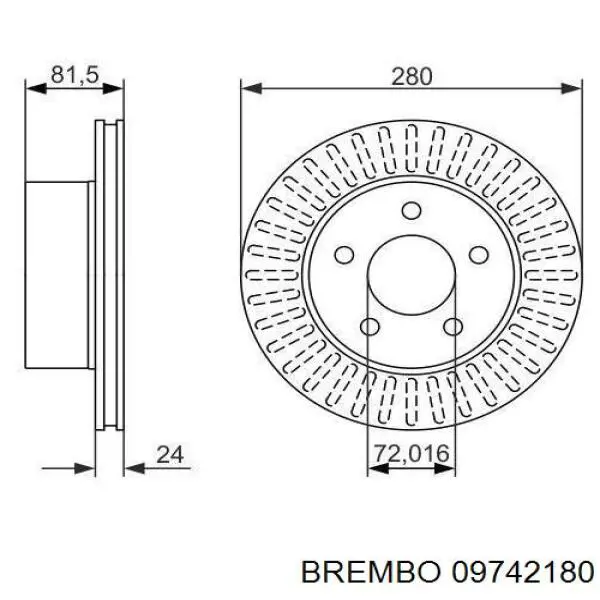 09742180 Brembo Гальмо дискове переднє