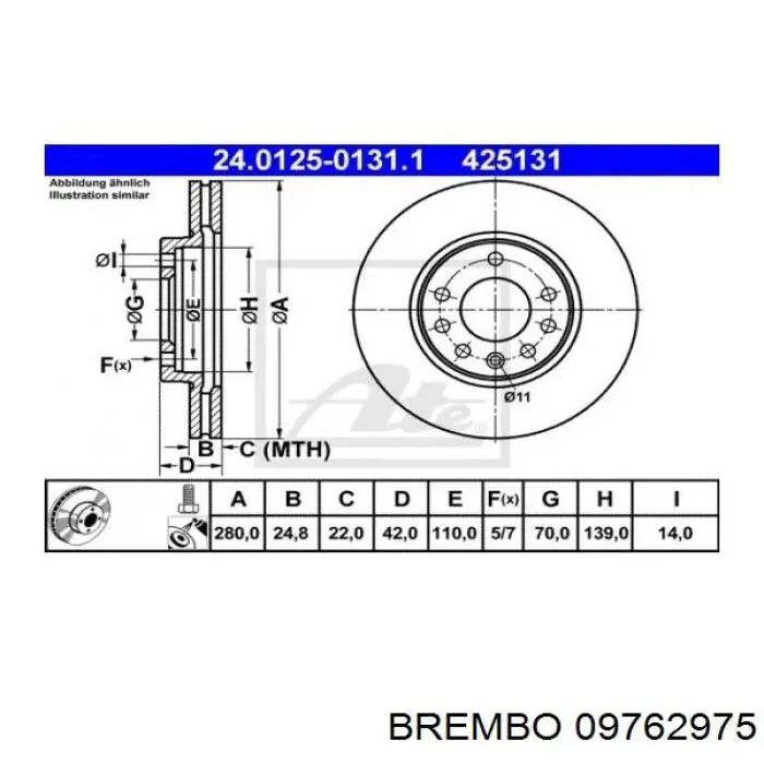 Гальмівні диски передні 09762975 Brembo